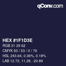 Color code: HEX #1F1D3E | qconv.com