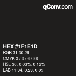 Código de color: HEX #1F1E1D | qconv.com