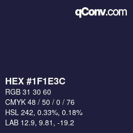 Color code: HEX #1F1E3C | qconv.com