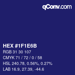 Color code: HEX #1F1E6B | qconv.com