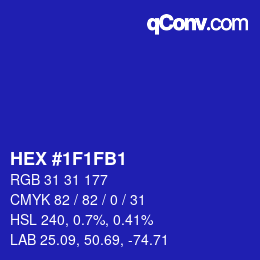 Color code: HEX #1F1FB1 | qconv.com