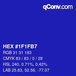 カラーコード: HEX #1F1FB7 | qconv.com