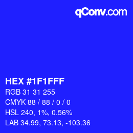 Color code: HEX #1F1FFF | qconv.com