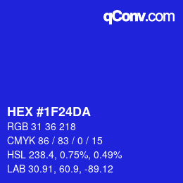 Color code: HEX #1F24DA | qconv.com