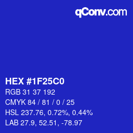 Color code: HEX #1F25C0 | qconv.com