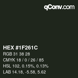 Color code: HEX #1F261C | qconv.com