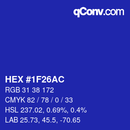 Color code: HEX #1F26AC | qconv.com