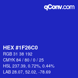 カラーコード: HEX #1F26C0 | qconv.com