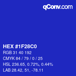 颜色代码: HEX #1F28C0 | qconv.com