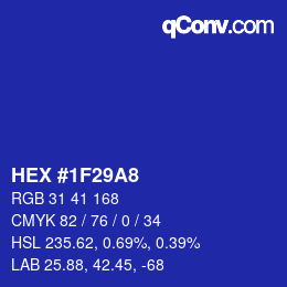 颜色代码: HEX #1F29A8 | qconv.com