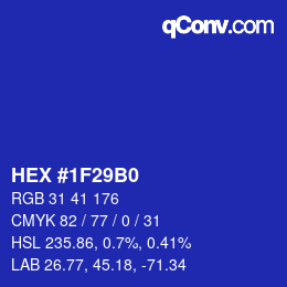 カラーコード: HEX #1F29B0 | qconv.com