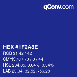 Color code: HEX #1F2A8E | qconv.com