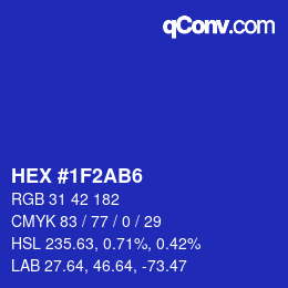 Color code: HEX #1F2AB6 | qconv.com