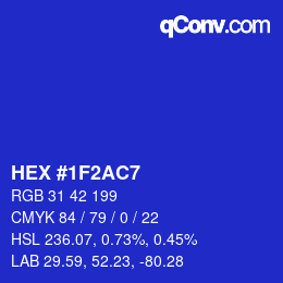 Color code: HEX #1F2AC7 | qconv.com