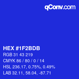 颜色代码: HEX #1F2BDB | qconv.com
