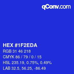 Color code: HEX #1F2EDA | qconv.com