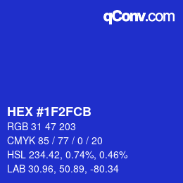 カラーコード: HEX #1F2FCB | qconv.com