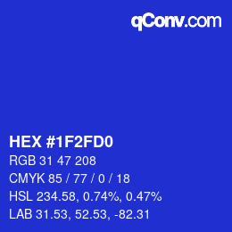 Color code: HEX #1F2FD0 | qconv.com