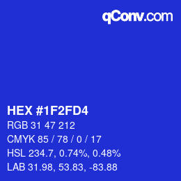 Color code: HEX #1F2FD4 | qconv.com