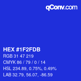 颜色代码: HEX #1F2FDB | qconv.com