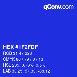 Color code: HEX #1F2FDF | qconv.com