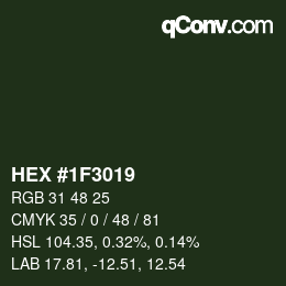 Color code: HEX #1F3019 | qconv.com