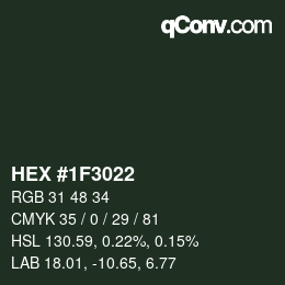 Farbcode: HEX #1F3022 | qconv.com