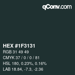 Farbcode: HEX #1F3131 | qconv.com