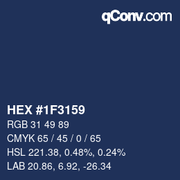 カラーコード: HEX #1F3159 | qconv.com