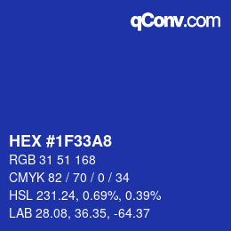 颜色代码: HEX #1F33A8 | qconv.com