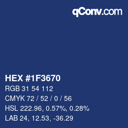 カラーコード: HEX #1F3670 | qconv.com