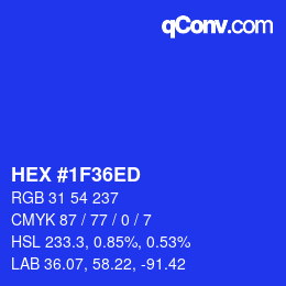 カラーコード: HEX #1F36ED | qconv.com