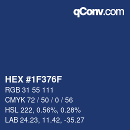 カラーコード: HEX #1F376F | qconv.com