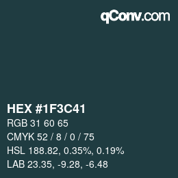 Código de color: HEX #1F3C41 | qconv.com