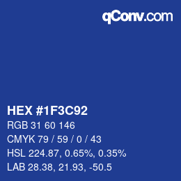 カラーコード: HEX #1F3C92 | qconv.com