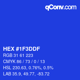 Color code: HEX #1F3DDF | qconv.com