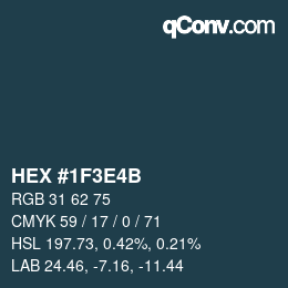 Color code: HEX #1F3E4B | qconv.com