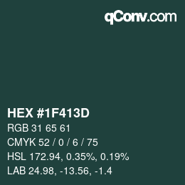 Color code: HEX #1F413D | qconv.com