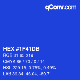 カラーコード: HEX #1F41DB | qconv.com