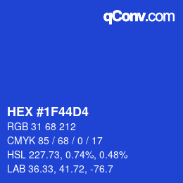 カラーコード: HEX #1F44D4 | qconv.com