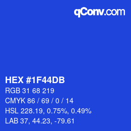 颜色代码: HEX #1F44DB | qconv.com