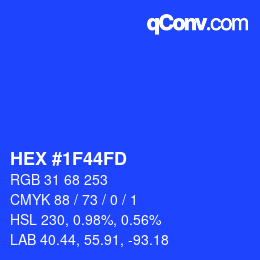 カラーコード: HEX #1F44FD | qconv.com