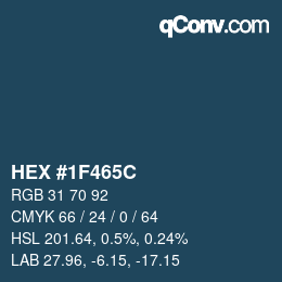 颜色代码: HEX #1F465C | qconv.com