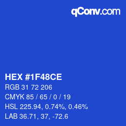 カラーコード: HEX #1F48CE | qconv.com