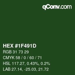 Farbcode: HEX #1F491D | qconv.com