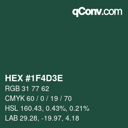 Color code: HEX #1F4D3E | qconv.com