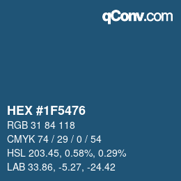 颜色代码: HEX #1F5476 | qconv.com