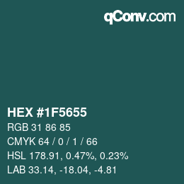 Color code: HEX #1F5655 | qconv.com
