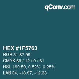 Código de color: HEX #1F5763 | qconv.com