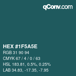 Color code: HEX #1F5A5E | qconv.com